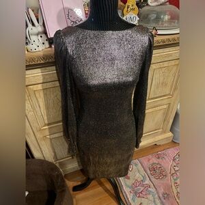 Express Molten Gold Shimmer Backless Dress